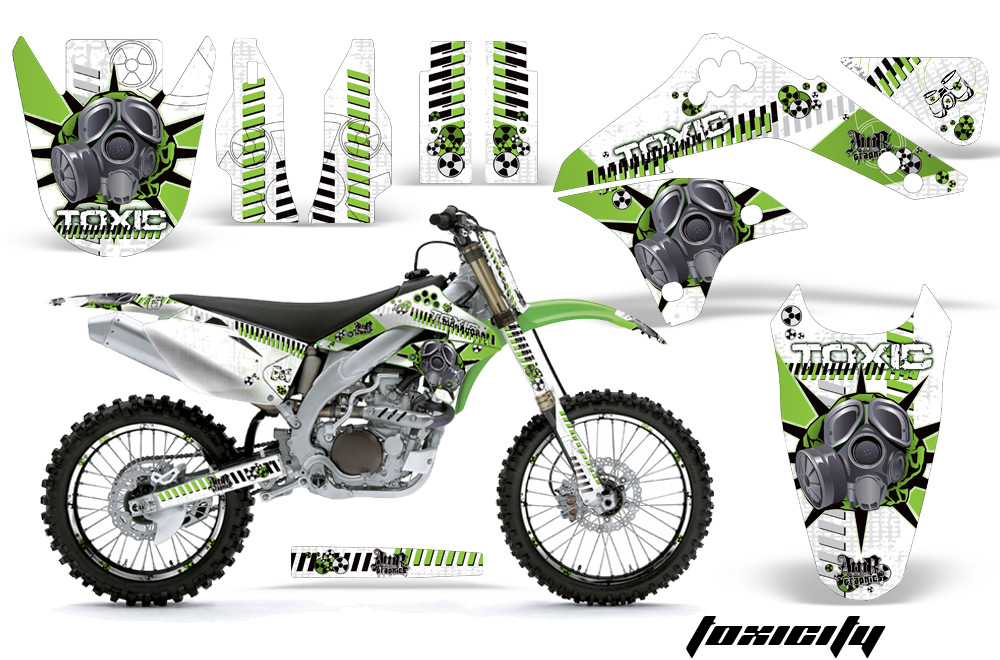 Kawasaki KX450F 06 08 Graphic Kit Toxicity GreenWhiteBG NPs